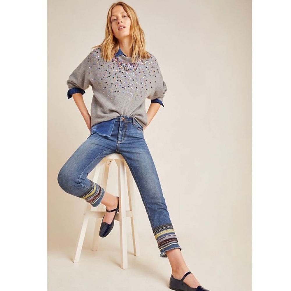 Pilcro High-rise Embroidered Slim Straight Jeans